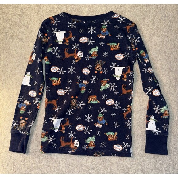 Old Navy Gender-Neutral Kids Small (6) Holiday Graphic Snug-Fit Pajama Set Blue - Picture 6 of 7